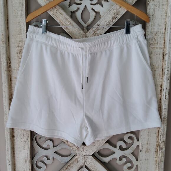 H by Halston Women's Drawstring Shorts Cotton Blend in White - Picture 2 of 6